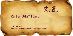 Kala Bálint névjegykártya